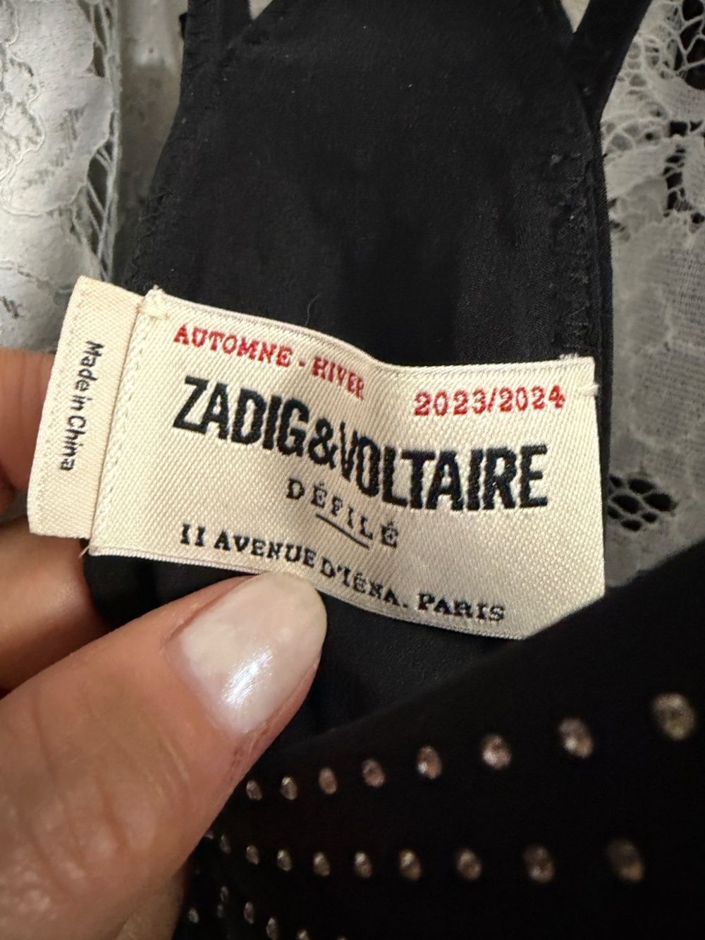 NWT Zadig & Voltaire Rohana Rhinestone Silk Mini Dress Black Size Small - Picture 10 of 11